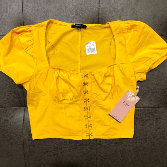 Blashe Yellow Corset Crop Top Size Large - Picture 1 of 3